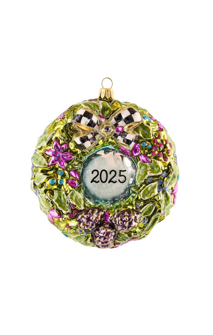 2025 Floral Wreath Glass Ornament