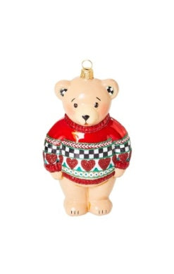 Cozy Christmas Sweater bear Glass Ornament