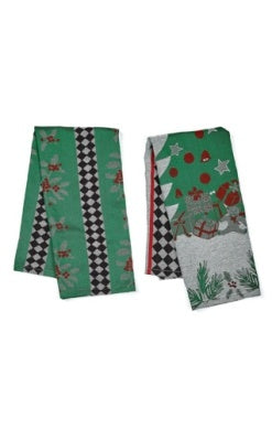 Holly & Holiday Tree Jacquard Dish Towels Set of 2