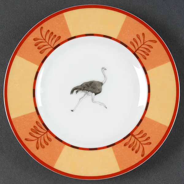 Africa II Orange Bread & Butter Plate Ostrich