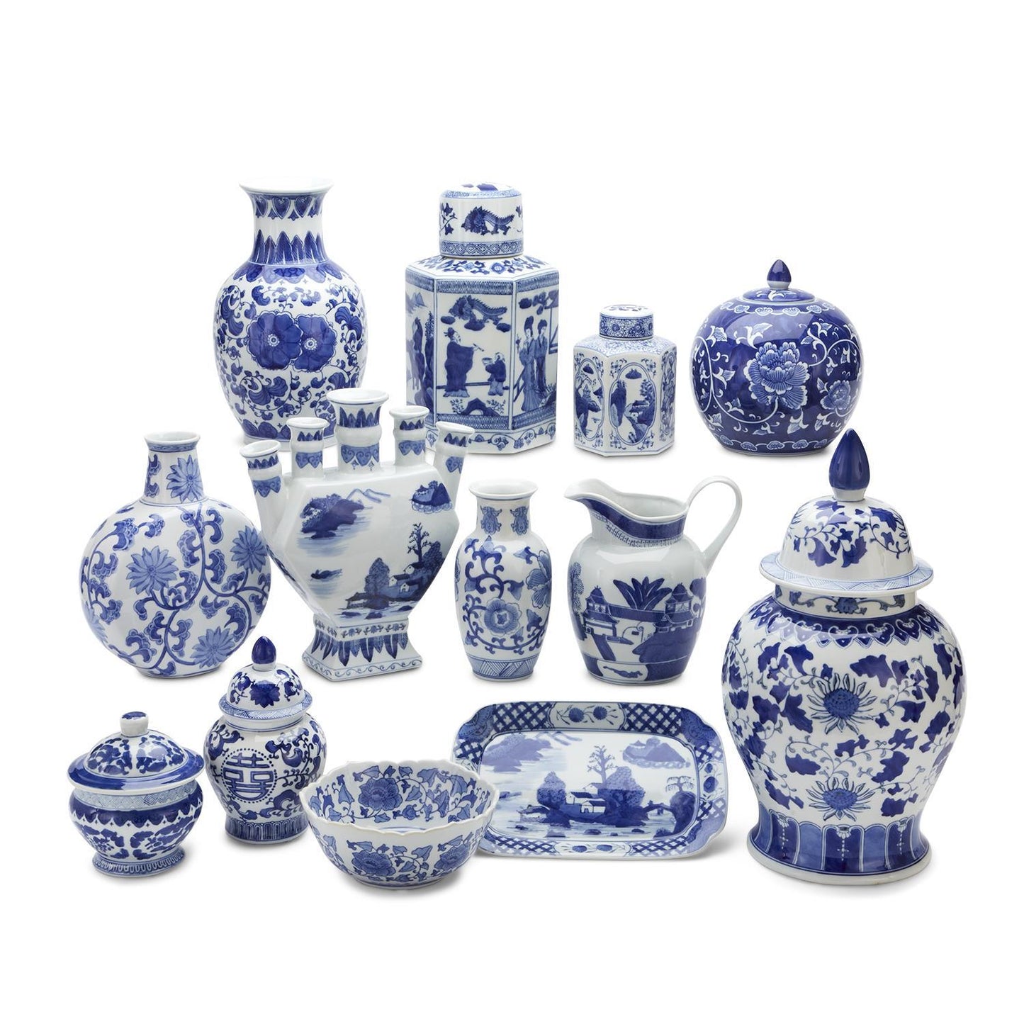 Blue Canton Vase 8"