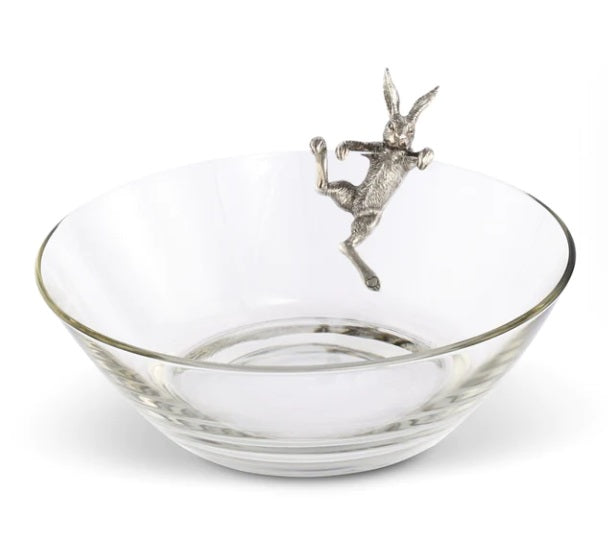 Climbing Bunny Glass Serving Bowl