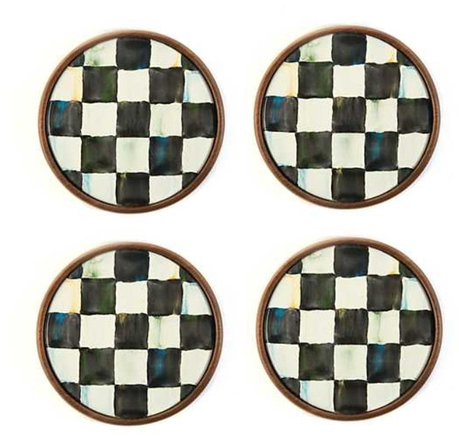 Courtly Check Enamel Coasters - Set of 4