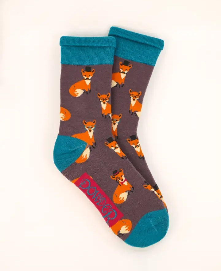 Esteemed Fox Print Socks - Mauve