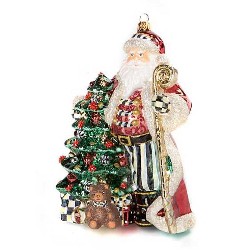 Magic Santa With Staff Glass Ornament