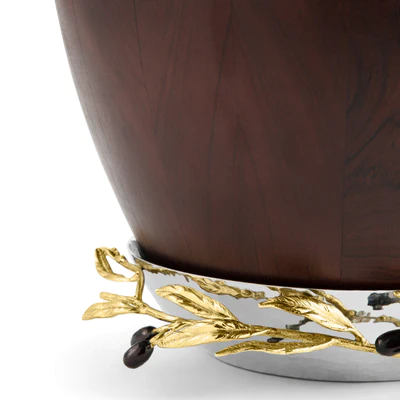 Olive Branch Gold Wood Bowl