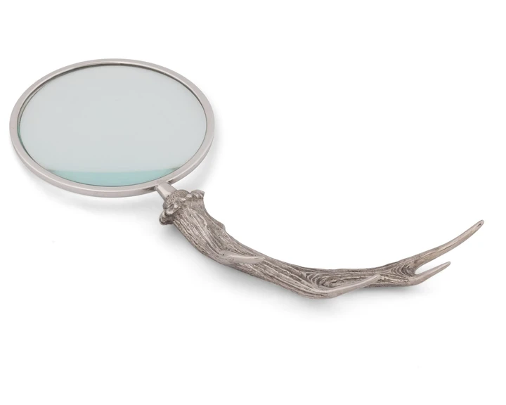 Pewter Antler Handle Magnifier 4"
