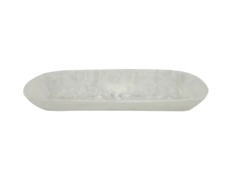 Resin Boat Bowl Classical White Swirl