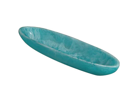 Resin Boat Bowl Medium Aqua Swirl