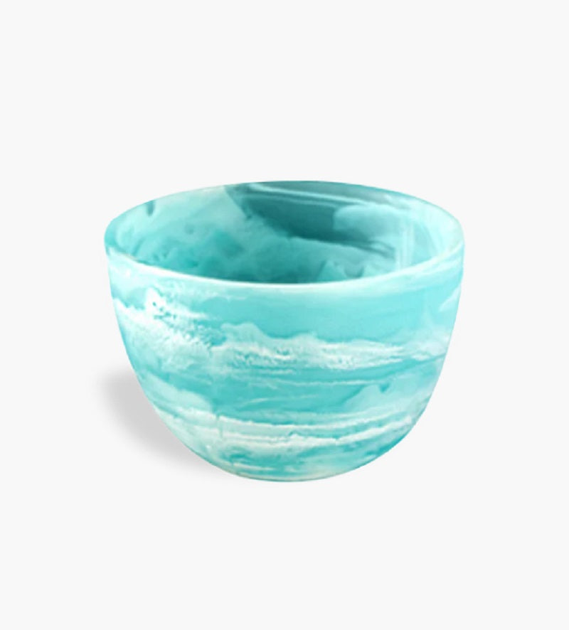 Resin Deep Bowl Small Aqua Swirl