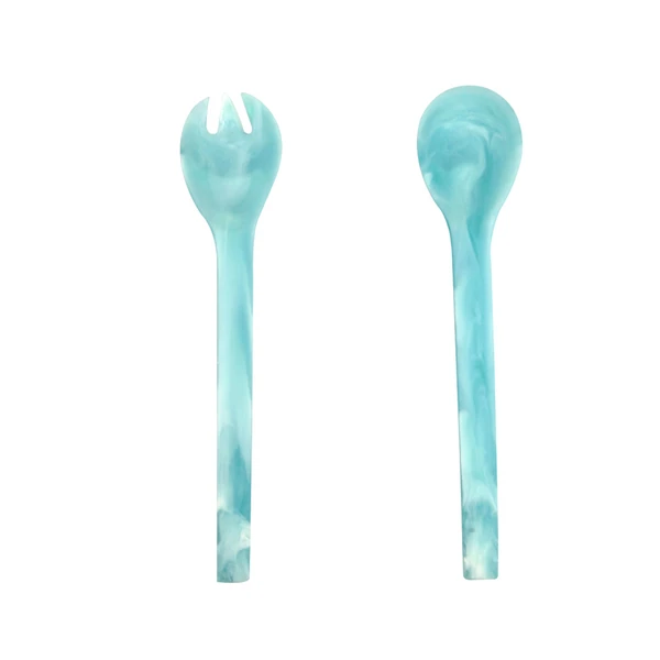 Resin Everyday Salad Servers Aqua Swirl
