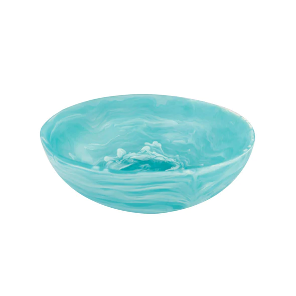 Resin Wave Bowl Medium Aqua Swirl