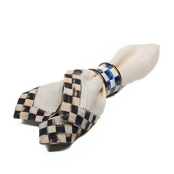 Royal Check Enamel Napkin Rings - Set of 4