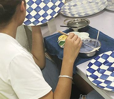 Royal Check Enamel Waste Bin