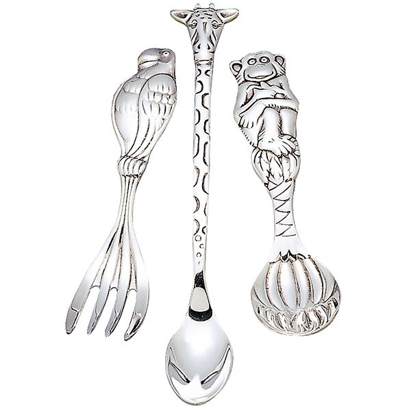 Silver Safari 3-Piece Baby Flatware Set