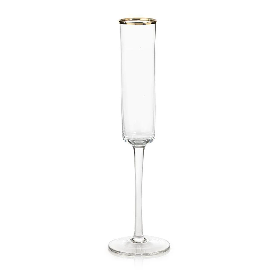 Tall Champagne Flute Gold Rim