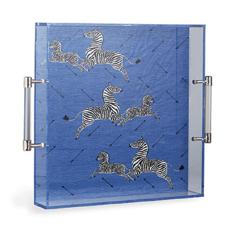 Zebra Blue Lucite Tray