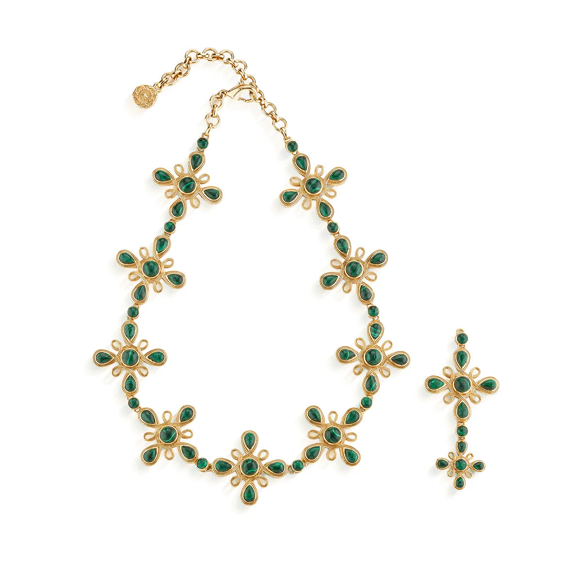 Monique Convertible Necklace 16"+2" - Malachite