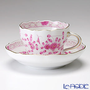 Oriental Flowers Amethyst Cup & Saucer