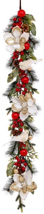 Christmas Bird and Magnolia Garland - 5 Feet