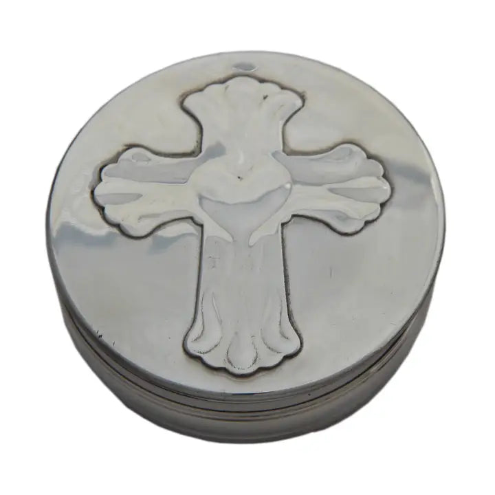 English Pewter Box with Embossed Cross