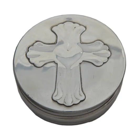 English Pewter Box with Embossed Cross