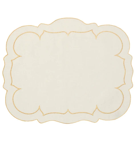 Linho Scalloped Rectangular Linen Placemat