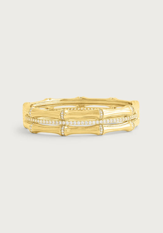 Bamboo Stacked Hinged Bangle