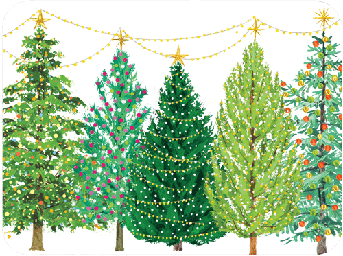 Christmas Tree with Lights Rectangle Paper Placemats
