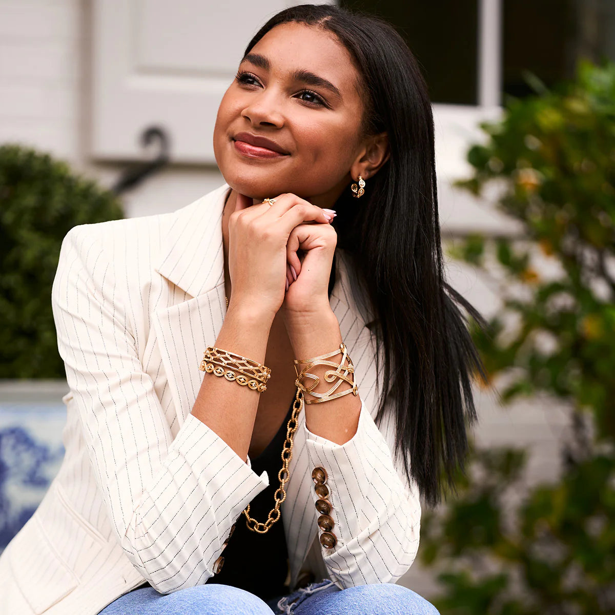 Monique Hinged Bangle - Clear Cubic Zirconia