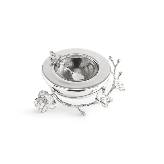 Silver Orchid Caviar Dish With Spoon