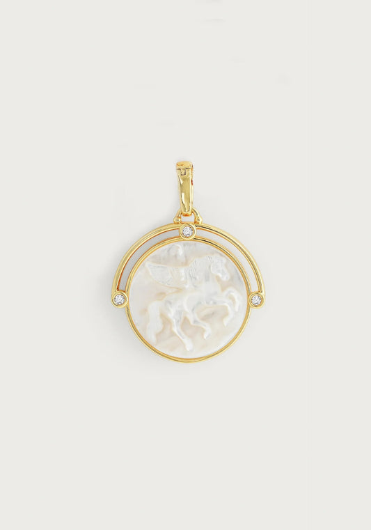 Pegasus Mother of Pearl Coin Charm