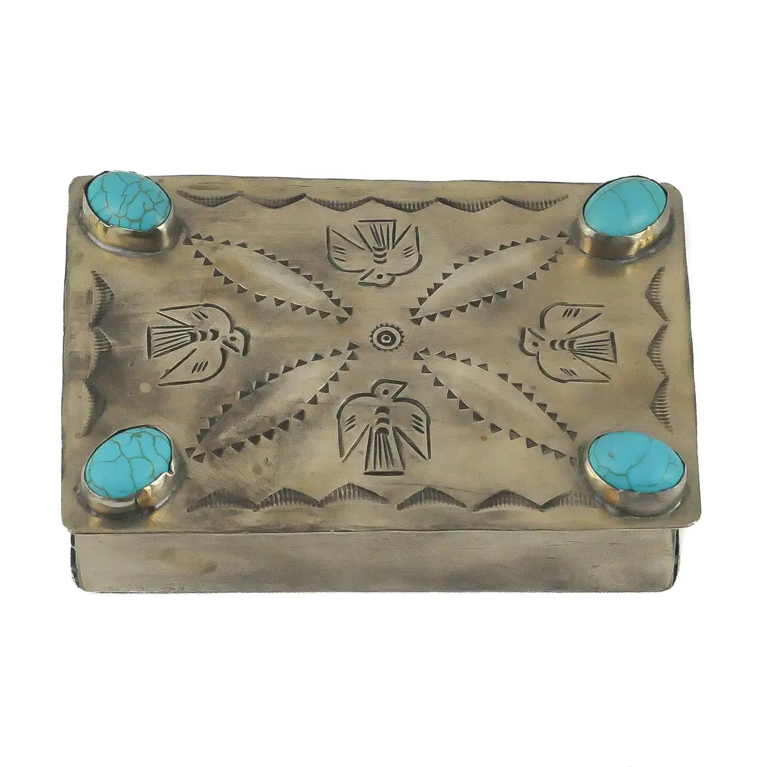 Stamped Repousse Box with Turquoise