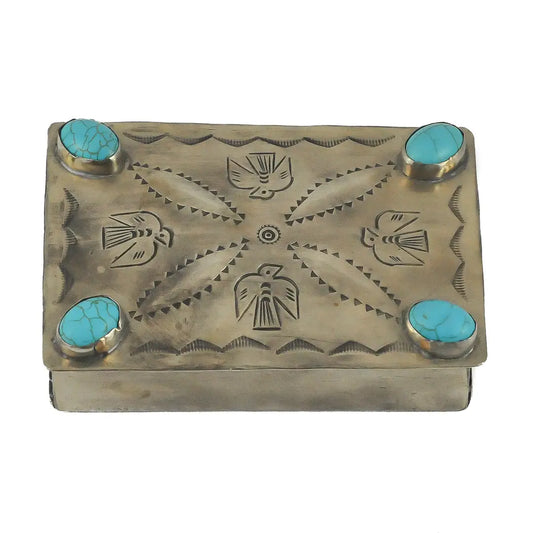 Stamped Repousse Box with Turquoise