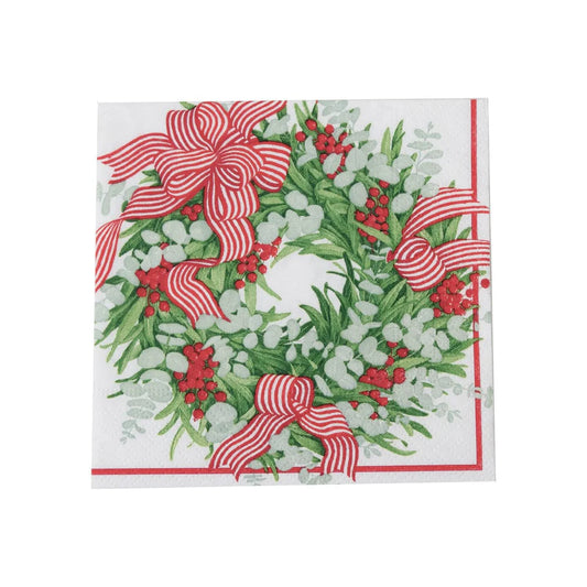 Ribbon Stripe Wreath Napkins