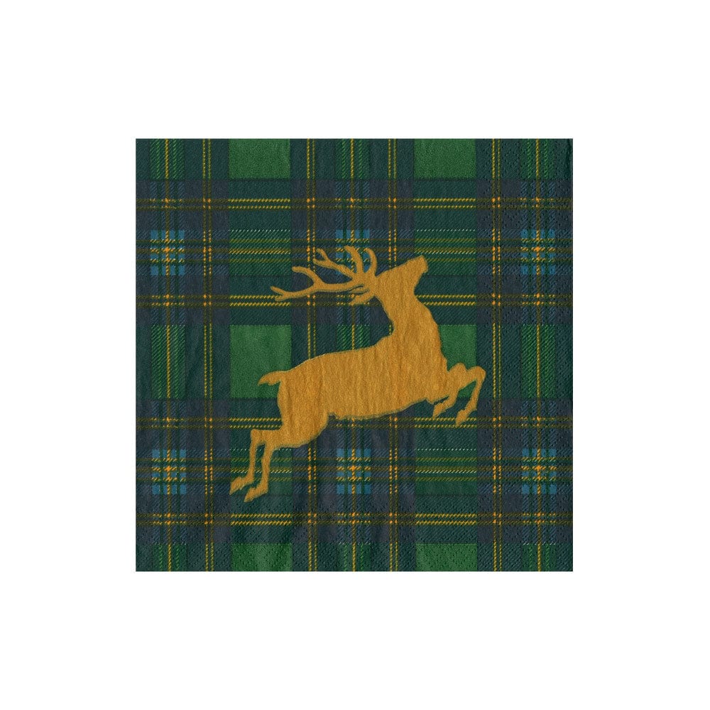 Reindeer Tartan Green Napkins