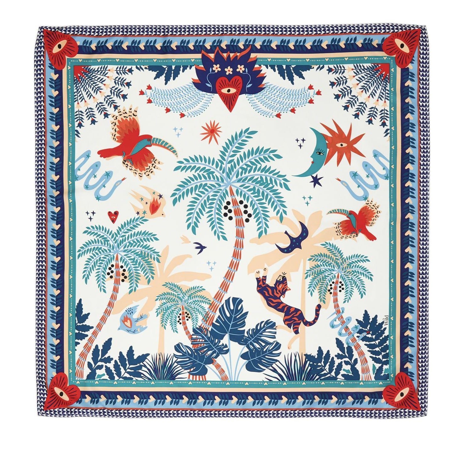 Ciao Amore Print Blue Medium Square Scarf