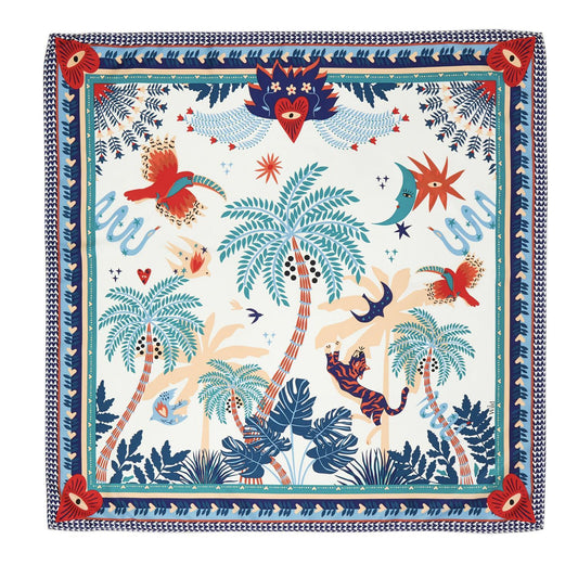 Ciao Amore Print Blue Medium Square Scarf