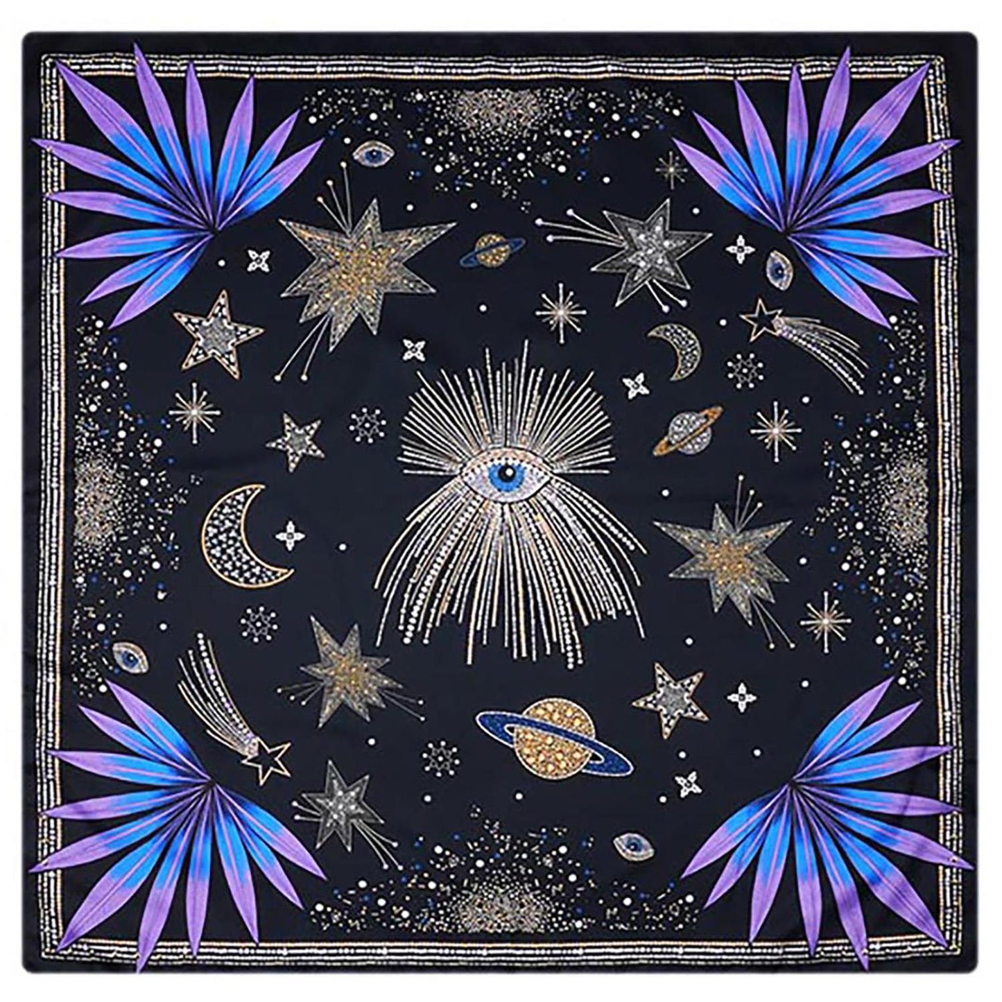 Comete Print Black Med Square Scarf