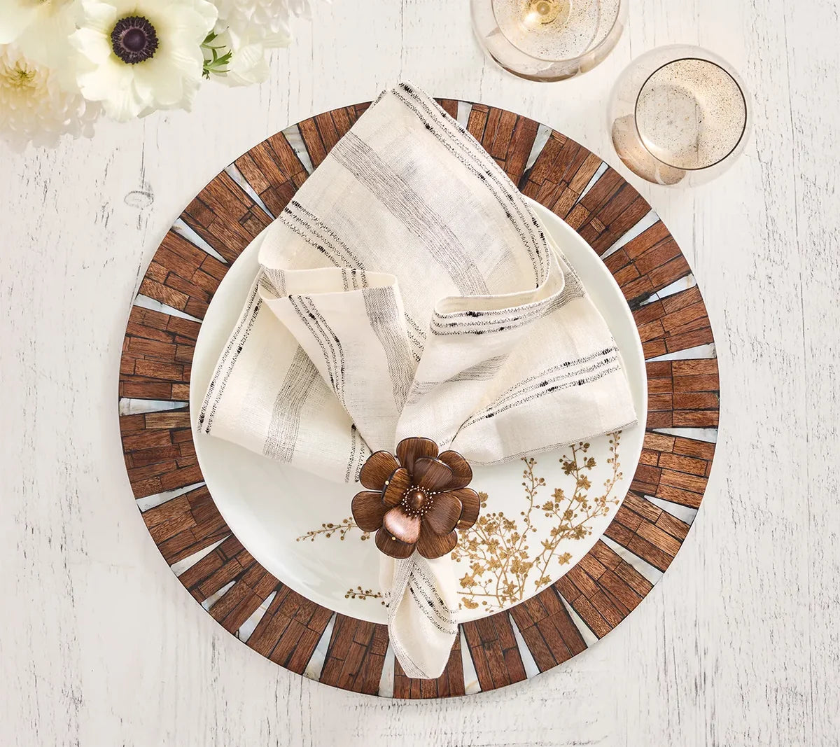 Halo Placemat in Brown & White, Set of 4