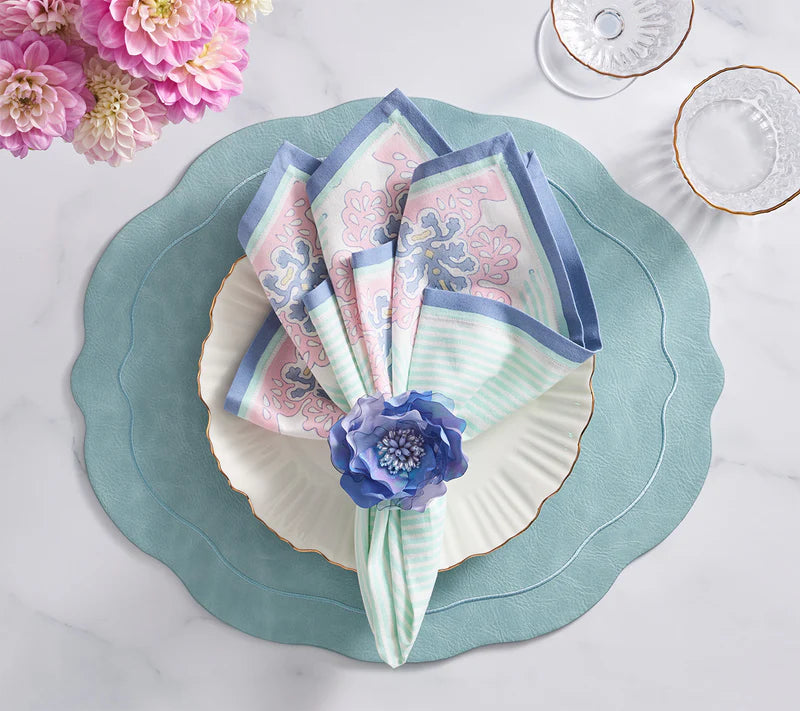 Filigree Napkin in White & Sorbet, Set of 6