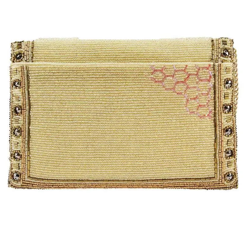 Buzzed Beaded Bee with Crown Crossbody Clutch Handbag