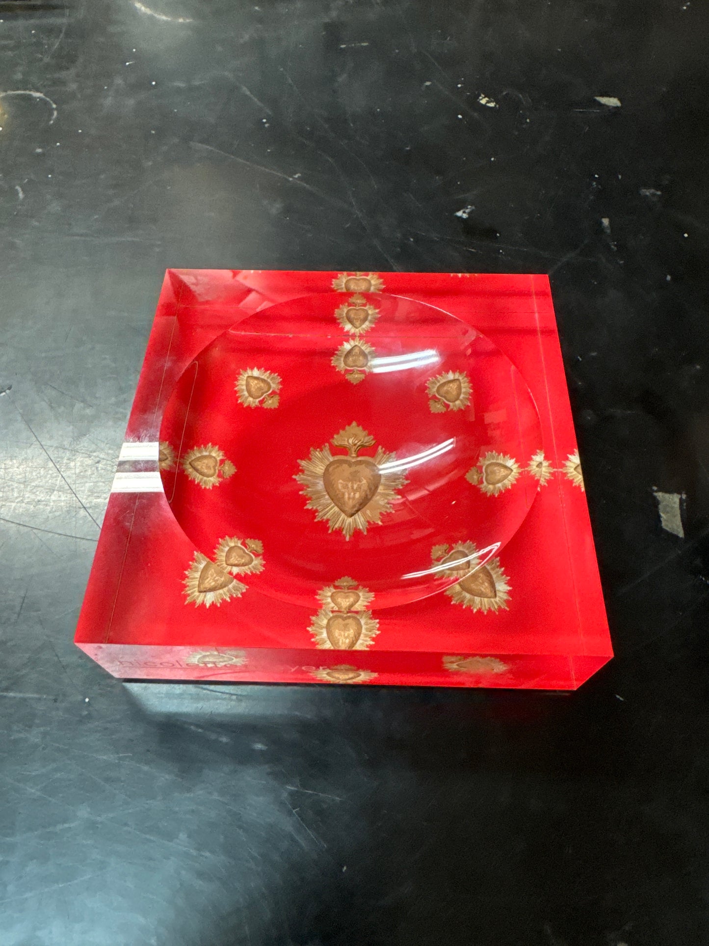 Ex Vote Sacred Hearts Acrylic Candy Dish