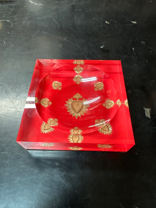 Ex Vote Sacred Hearts Acrylic Candy Dish