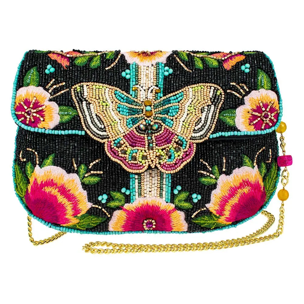 Dream Chaser Beaded Butterfly Crossbody Clutch Handbag