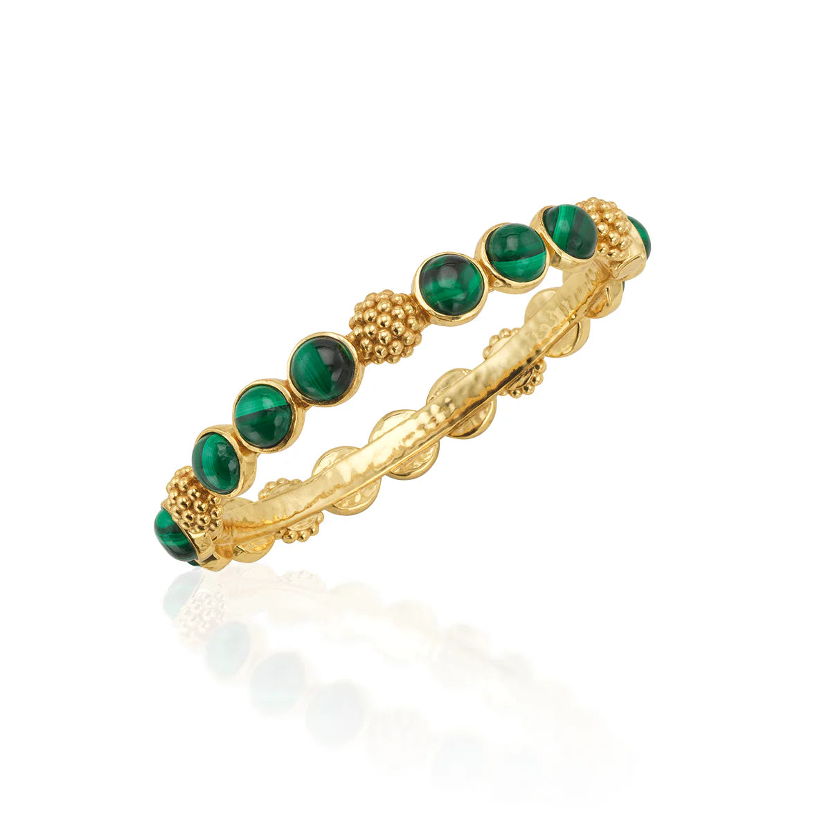 Berry Gem Hinged Bangle - Malachite
