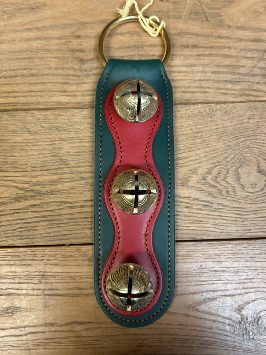 3 Solid Brass Belsnickel Bells on 2-Color Doorhanger