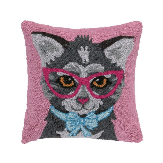 Cat w/Eye Glasses and Bow Hook Pillow