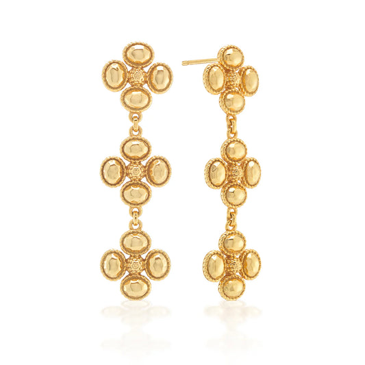 Berry Clover Linear Earrings - Gold
