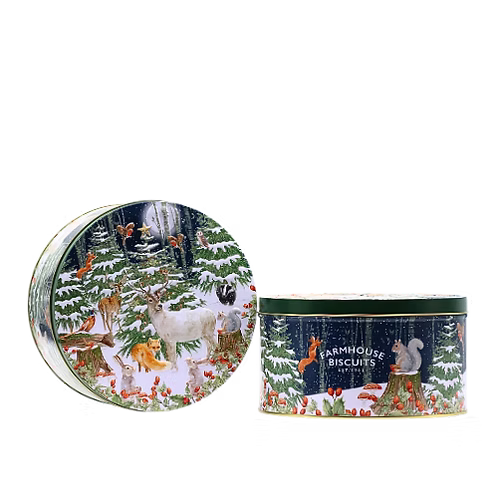 Christmas Woodland Animals Large Round Tin